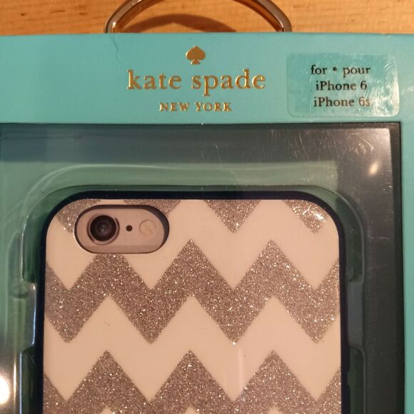Kate Spade New York Flexible Hardshell Case for Apple iPhone 6-6s Silver Chevron - Picture 7 of 7